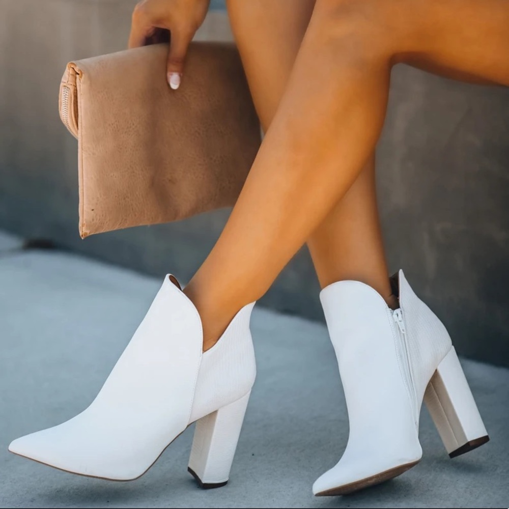 Last Size 10 Qupid Signal White Textured Platform Heeled Boot - Picture 3 of 9